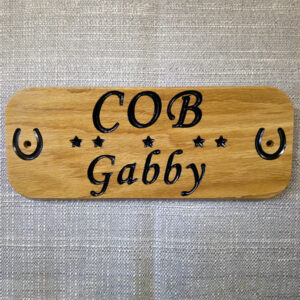 Horse & Rider Stable Sign – 120mm High – Half-Round Ends
